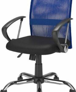 CorLiving - Workspace 5-Pointed Star Fabric and Mesh Office Chair - Black/Blue/Chrome