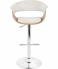 LumiSource - Vintage Mod Polyester Fabric Barstool - Walnut/Cream