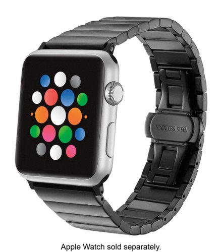 Platinum™ - Stainless Steel Link Band for Apple Watch 42mm, 44mm, 45mm (Series 1-8) and Apple Watch Ultra 49mm - Black