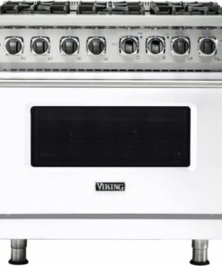 Viking - 5.6 Cu. Ft. Self-Cleaning Freestanding Dual Fuel Convection Range - White 0