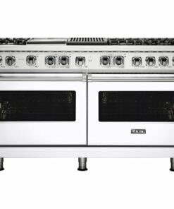 Viking - Self-Cleaning Freestanding Double Oven Dual Fuel Convection Range - White 0