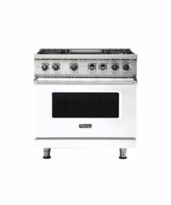 Viking - 5.6 Cu. Ft. Self-Cleaning Freestanding Dual Fuel Convection Range - White 1