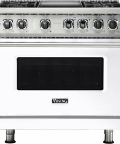 Viking - 5.6 Cu. Ft. Self-Cleaning Freestanding Dual Fuel LP Gas Convection Range - White 1