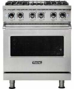 Viking - 4.7 Cu. Ft. Self-Cleaning Freestanding Dual Fuel Convection Range - Stainless steel