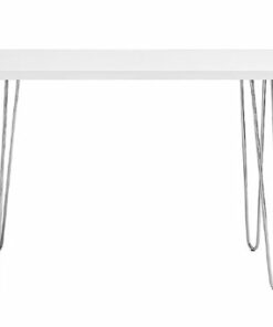 Walker Edison - Modern Chrome Computer Desk - White