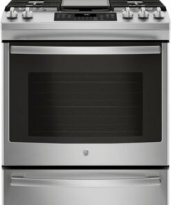 GE - 5.6 Cu. Ft. Slide-In Gas Convection Range - Stainless steel 0