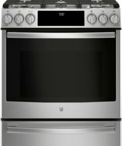 GE - 5.6 Cu. Ft. Slide-In Gas Convection Range - Stainless steel 1