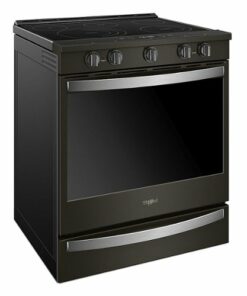 Whirlpool - 6.4 Cu. Ft. Slide-In Electric Convection Range with Self-Cleaning with Air Fry with Connection - Black Stainless Steel