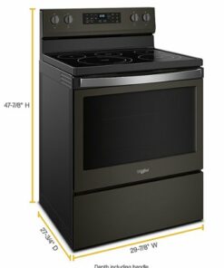 Whirlpool - 5.3 Cu. Ft. Freestanding Electric Convection Range with Self-High Heat Cleaning Method - Black Stainless Steel
