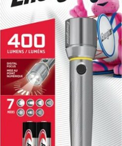Energizer LED AA Metal Flashlight with Digital Focus & HD Optics, 400 lumens (Batteries Included) - silver