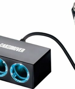 Car and Driver - LED Car Charging Station with 2 12V Sockets and USB Port - Black