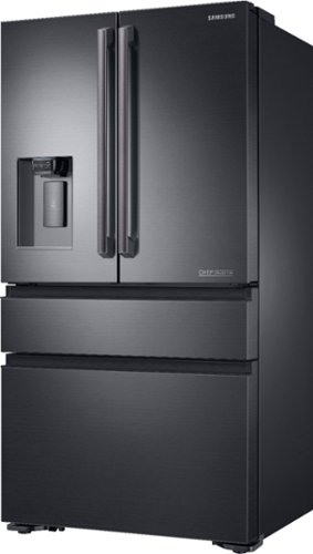 Samsung - Chef Collection 22.6 Cu. Ft. 4-Door Flex French Door Counter-Depth Fingerprint Resistant Refrigerator - Matte Black Stainless Steel