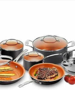 Gotham Steel - Aluminum Non Stick 10pc Cookware Set - Copper
