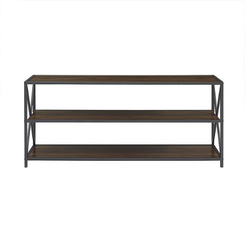 Walker Edison - Industrial Metal and Wood 3-Shelf Bookcase - Dark Walnut