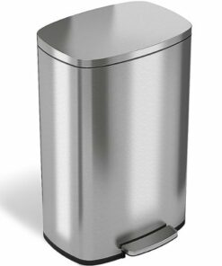 Halo - Premium 13.2 Gallon Step Pedal Trash Can with AbsorbX Odor Control System & Removable Inner Bucket - Stainless steel