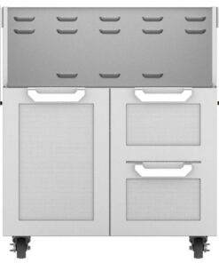 Hestan - Double Drawer And Door Tower Cart for 30" Gas Grills - Stainless Steel