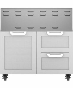 Hestan - Double Drawer and Door Tower Cart for 36" Gas Grills - Stainless Steel