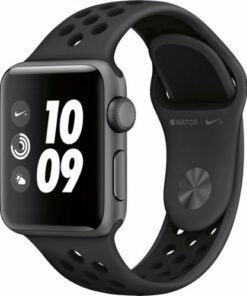 Geek Squad Certified Refurbished Apple Watch Nike+ Series 3 (GPS) 38mm Space Gray Aluminum with Black Nike Sport Band - Space Gray Aluminum