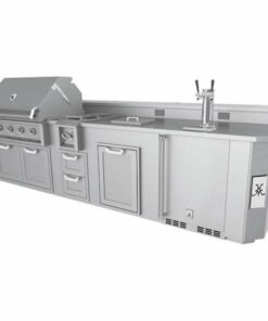 Hestan - 12' Outdoor Living Suite with Countertop, Beer Dispenser and Bar - Silver