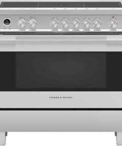 Fisher & Paykel - 4.9 Cu. Ft. Self-Cleaning Freestanding Electric Induction Range - Brushed stainless steel/black glass