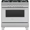 Fisher & Paykel - 4.9 Cu. Ft. Freestanding Gas Convection Range - Brushed stainless steel/black glass