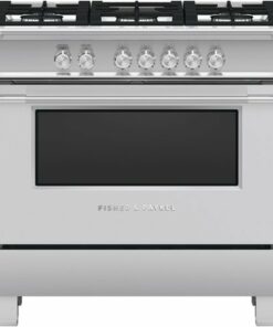 Fisher & Paykel - 4.9 Cu. Ft. Freestanding Gas Convection Range - Brushed stainless steel/black glass