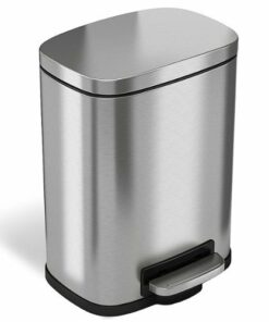 Halo - Premium Stainless Steel 1.32 Gallon / 5 Liter Step Pedal Trash Can with Removable Inner Bucket, Quiet Lid Close - Stainless Steel