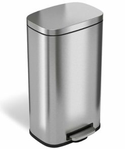 Halo - Premium 8 Gallon Step Pedal Trash Can with AbsorbX Odor Control System and Removable Inner Bucket - Stainless Steel