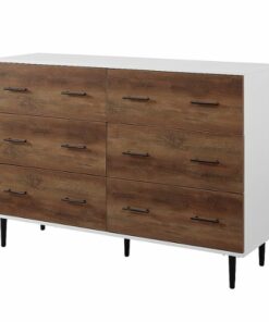Walker Edison - Farmhouse 6-Drawer Dresser - White/Rustic Oak