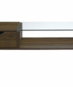 Walker Edison - Mid-Century Wood Coffee Table - Dark Walnut/Glass