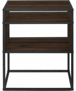Walker Edison - Industrial Modern End / Side Table - Dark Walnut