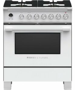 Fisher & Paykel - 3.5 Cu. Ft. Self-Cleaning Freestanding Dual Fuel Convection Range - White