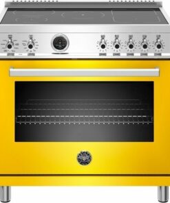 Bertazzoni - 5.7 Cu. Ft. Self-Cleaning Freestanding Electric Induction Convection Range - Glossy Yellow