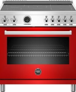 Bertazzoni - 5.7 Cu. Ft. Self-Cleaning Freestanding Electric Induction Convection Range - Glossy Red