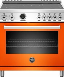 Bertazzoni - 5.7 Cu. Ft. Self-Cleaning Freestanding Electric Induction Convection Range - Glossy Orange