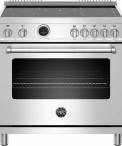 Bertazzoni - 5.7 Cu. Ft. Self-Cleaning Freestanding Electric Induction Convection Range - Stainless steel 0
