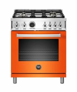 Bertazzoni - 4.6 Cu. Ft. Self-Cleaning Freestanding Dual Fuel Convection Range - Orange
