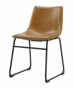 Walker Edison - Industrial Faux Leather Dining Chairs (Set of 2) - Whiskey Brown