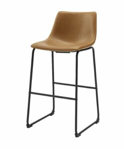 Walker Edison - Industrial Faux Leather Barstool (Set of 2) - Whiskey Brown