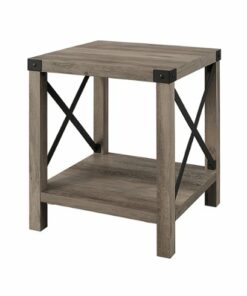 Walker Edison - Farmhouse Metal Accent Side Table - Gray Wash