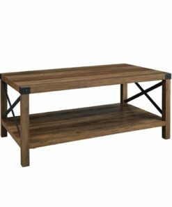 Walker Edison - Rustic Farmhouse Wood Coffee Table - Rustic Oak