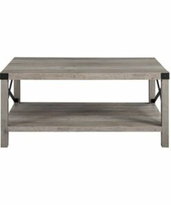 Walker Edison - Rustic Farmhouse Wood Coffee Table - Gray Wash