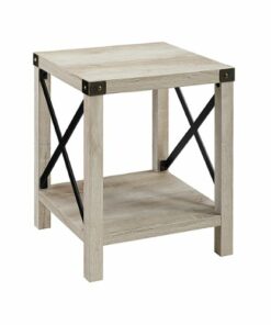 Walker Edison - Farmhouse Metal Accent Side Table - White Oak