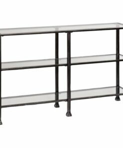SEI Furniture - Metal/Glass 3-Tier Console Table - Distressed Black