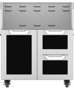 Hestan - Double Drawer and Door Tower Cart for 30" Gas Grills - Black