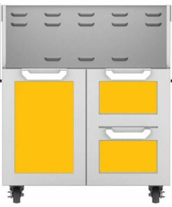 Hestan - Double Drawer and Door Tower Cart for 30" Gas Grills - Yellow