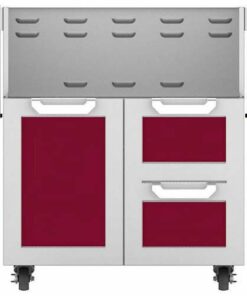Hestan - Double Drawer and Door Tower Cart for 30" Gas Grills - Burgundy