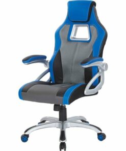 OSP Home Furnishings - Race Gaming Chair - Charcoal Gray/Blue