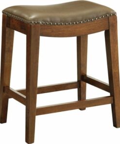 OSP Home Furnishings - Metro 24" Faux Leather Saddle Stool - Molasses