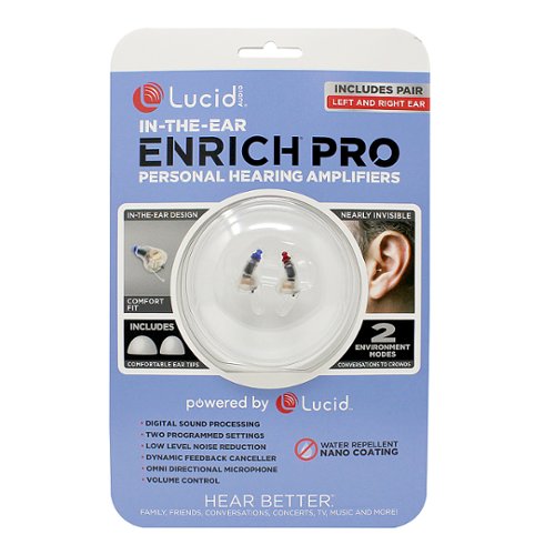 Lucid Audio - Lucid Hearing Enrich PRO in The Ear Digital Hearing Amplifier PSAP Pair (Left and Right Ready to Wear) - CLEAR